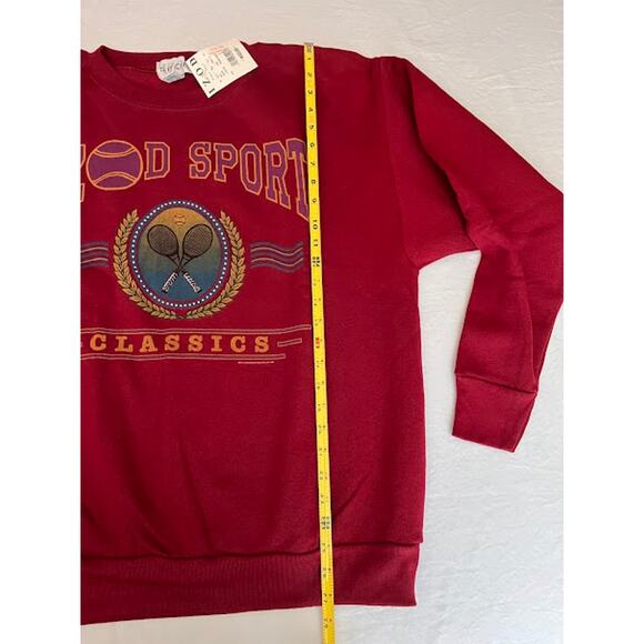 Vintage NWT 90s Izod Sport Sweatshirt Burgundy Tennis Size L - Picture 6 of 6